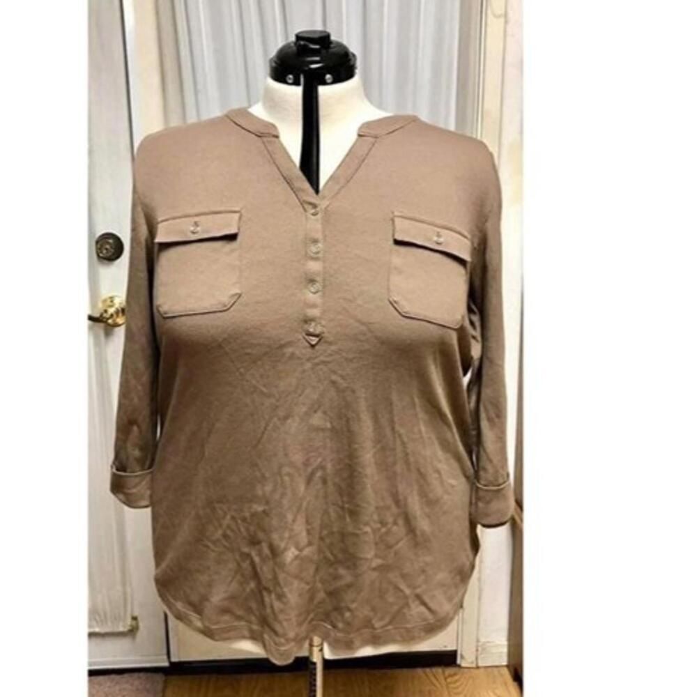 Karen Scott Plus Size Cotton Split-Neck Top Size 2x. New with tags.